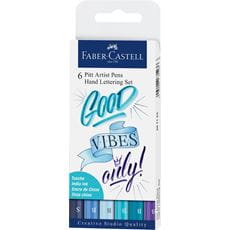 Faber-Castell - Canetas Artísticas Pitt Hand Lettering - 6 tons de Azul