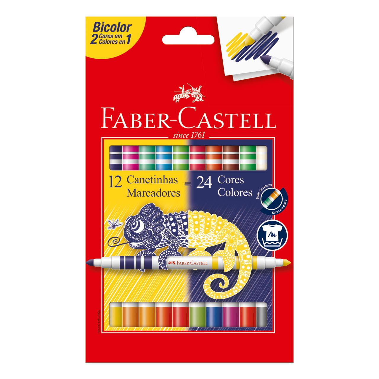 Faber-Castell - Canetinha Hidrografica Bicolor 12 Canetas = 24 Cores