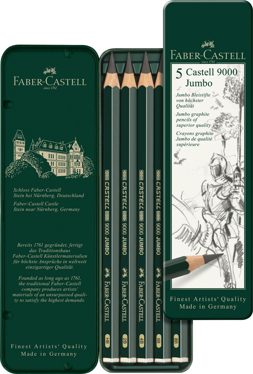 Faber-Castell - Estojo Castell 9000 Jumbo HB, 2B,4B, 6B,8B