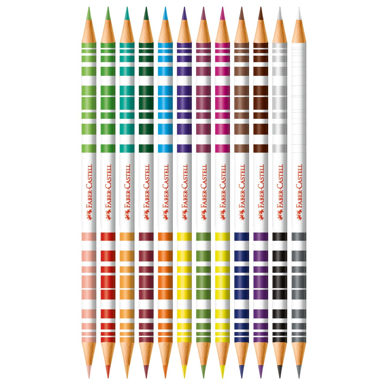 Faber-Castell - 12 Ecolapis de Cor Bicolor Kit Escolar = 24 Cores+2 Grafite