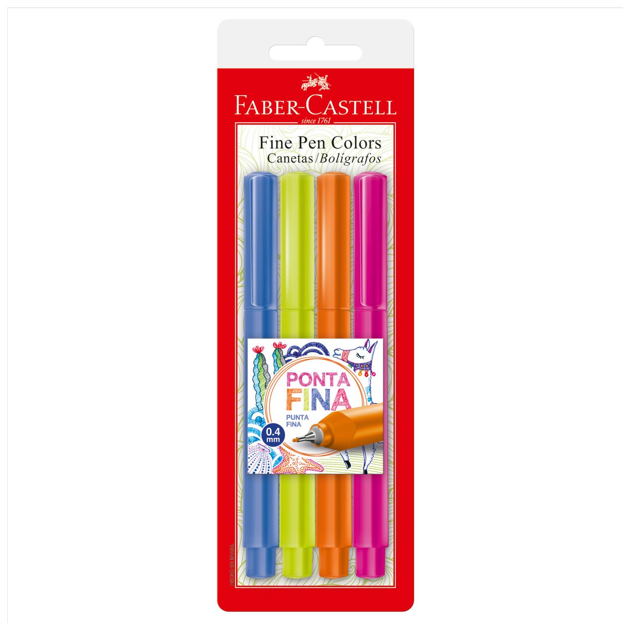 Faber-Castell - Caneta Ponta Porosa Fine Pen 0,4mm Colors c/ 4