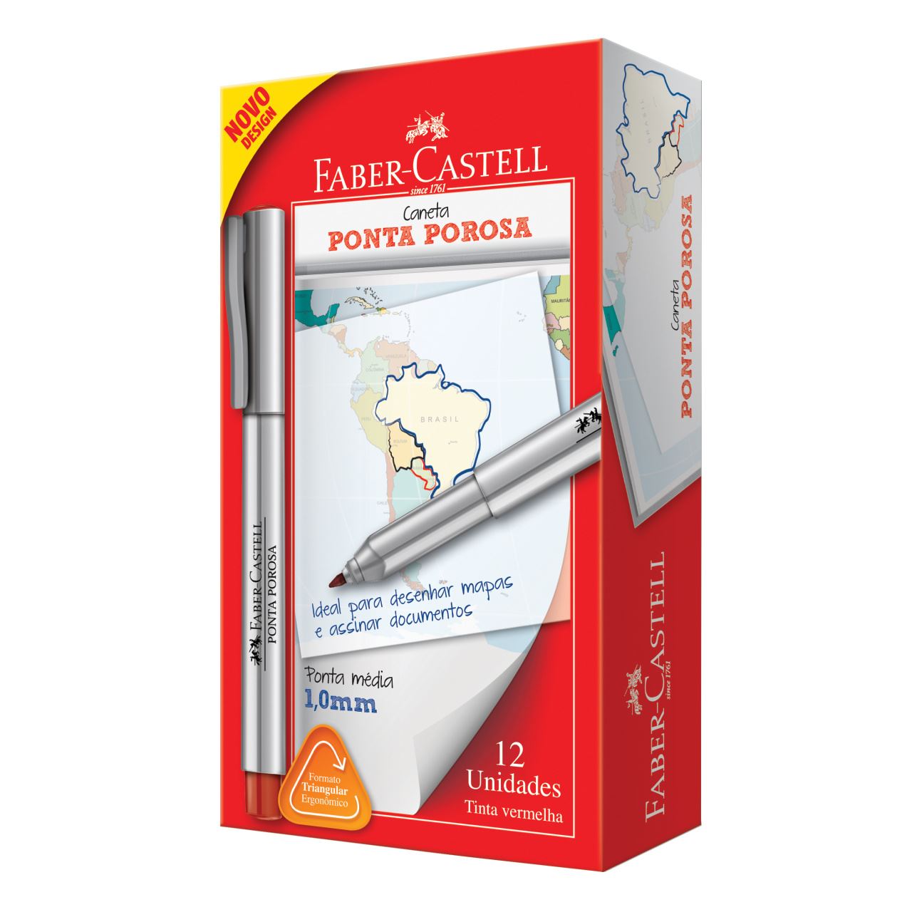 Faber-Castell - Caneta Ponta Porosa Ponta Média Vermelha