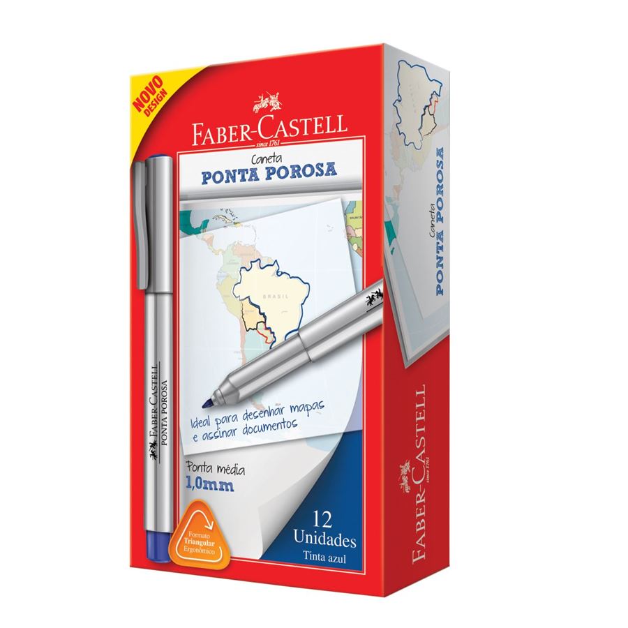 Faber-Castell - Caneta Ponta Porosa Ponta Média Azul
