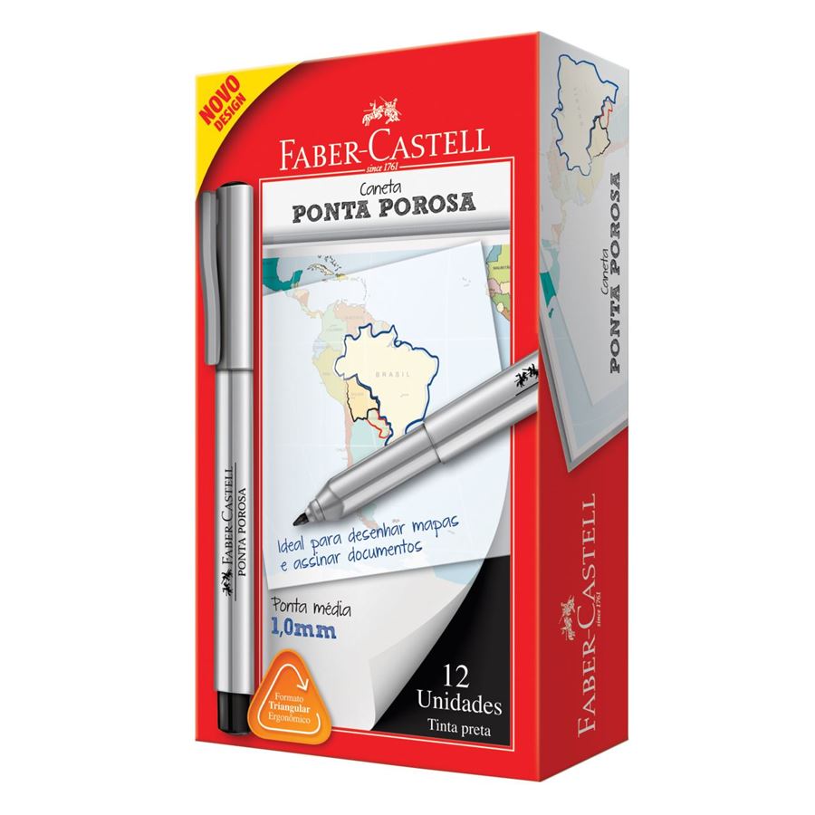 Faber-Castell - Caneta Ponta Porosa Ponta Média Preta