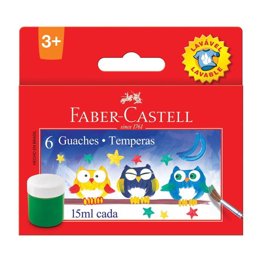 Faber-Castell - Tinta Guache Lavável 6 Cores