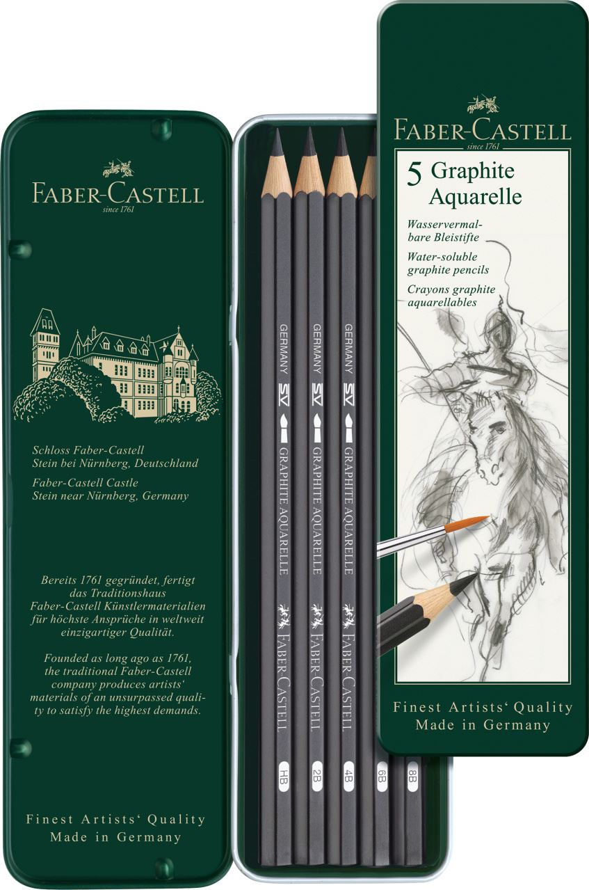 Faber-Castell - Estojo 5 Lápis Grafite Aquarelável