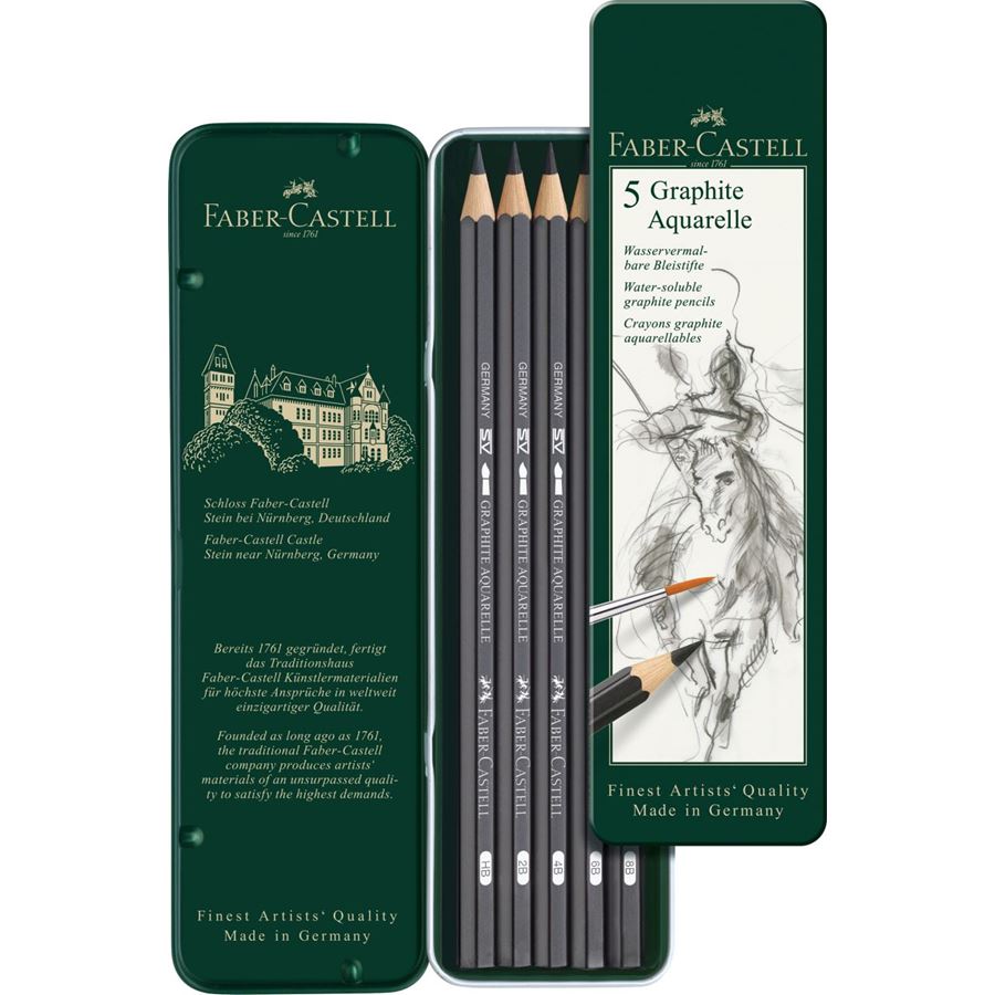 Faber-Castell - Estojo 5 Lápis Grafite Aquarelável