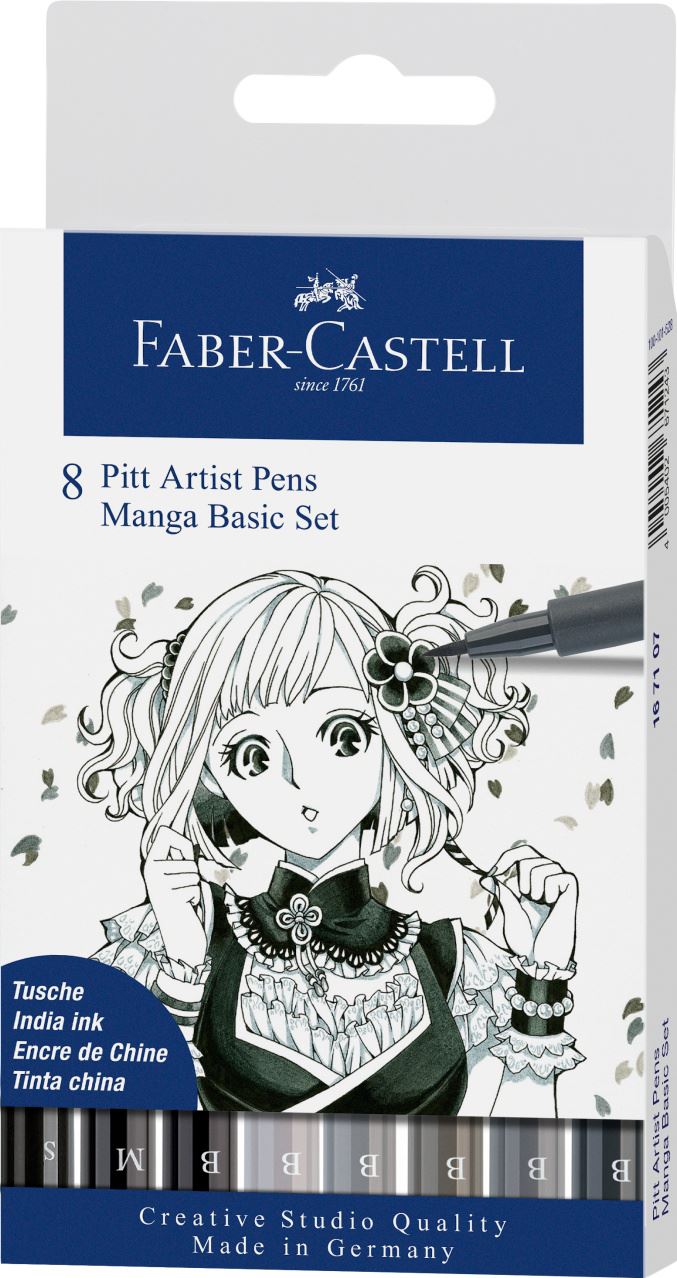 Faber-Castell - Estojo com 8 Cores de Canetas Artísticas Pitt Mangá