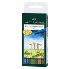 Faber-Castell - Canetas Art. Pitt - 6 Cores Paisagem - Ponta Pincel (B)