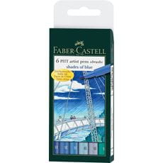 Faber-Castell - Canetas Artísticas Pitt - 6 tons Celeste - Ponta Pincel B