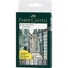 Faber-Castell - Estojo 8 Caneta Artísticas Pitt Cinza SB