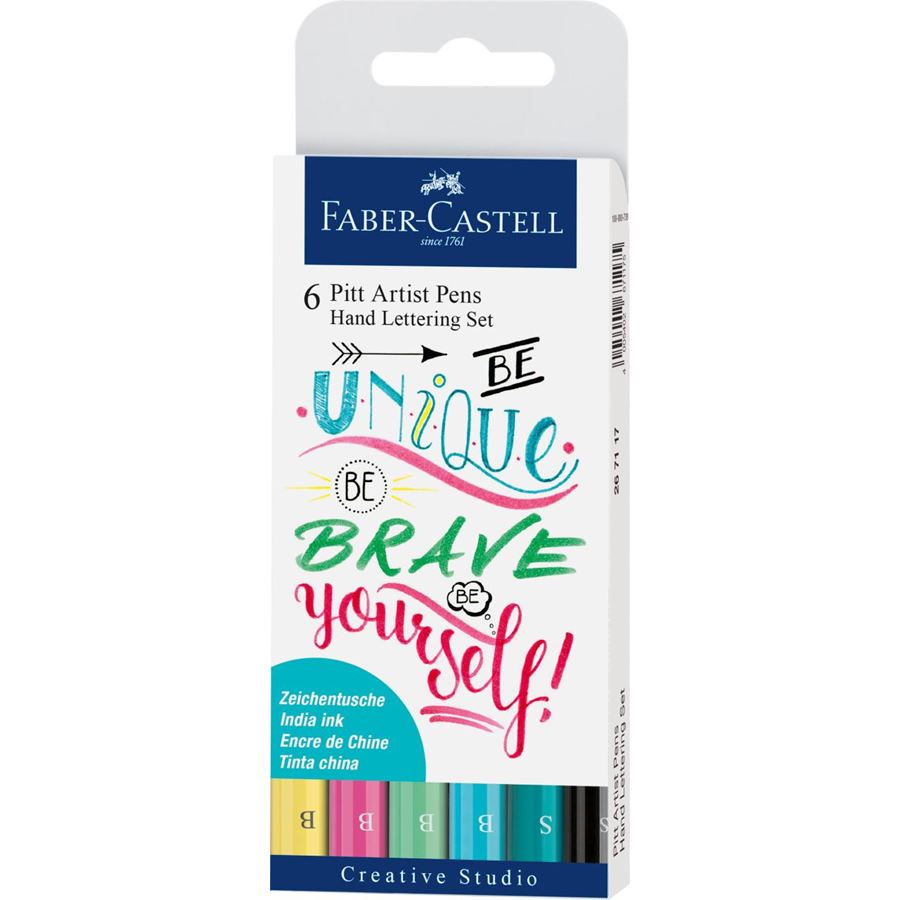 Faber-Castell - Estojo com 6 Canetas Artísticas Pitt Hand Lettering Pastel