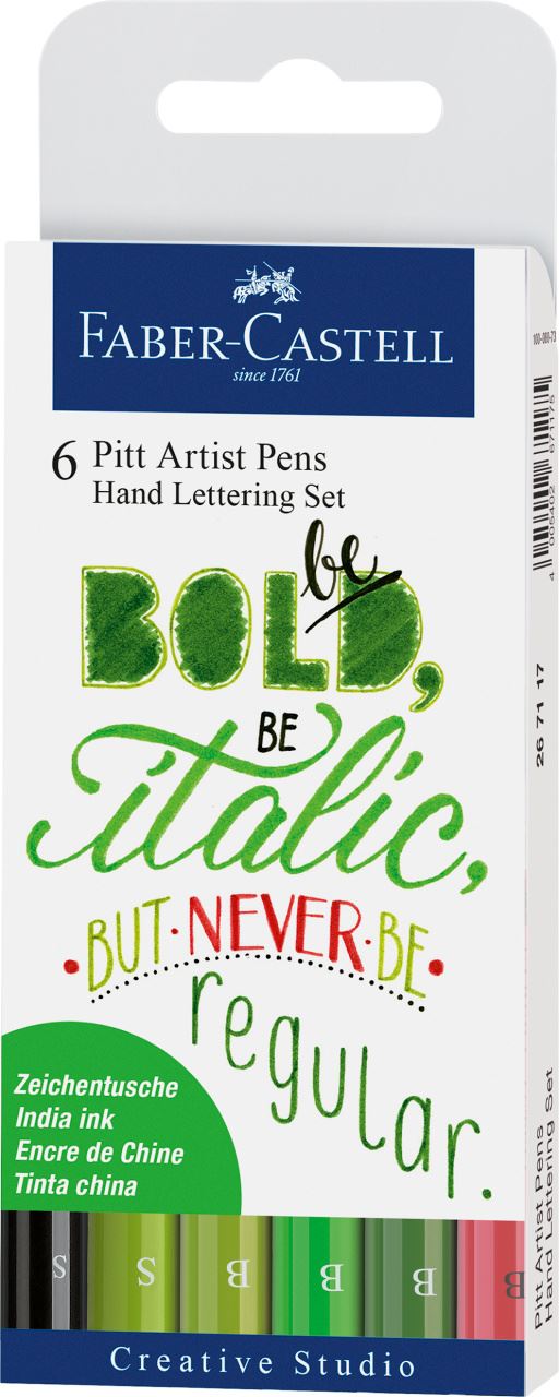 Faber-Castell - Estojo com 6 Canetas Artísticas Pitt Hand Lettering Green
