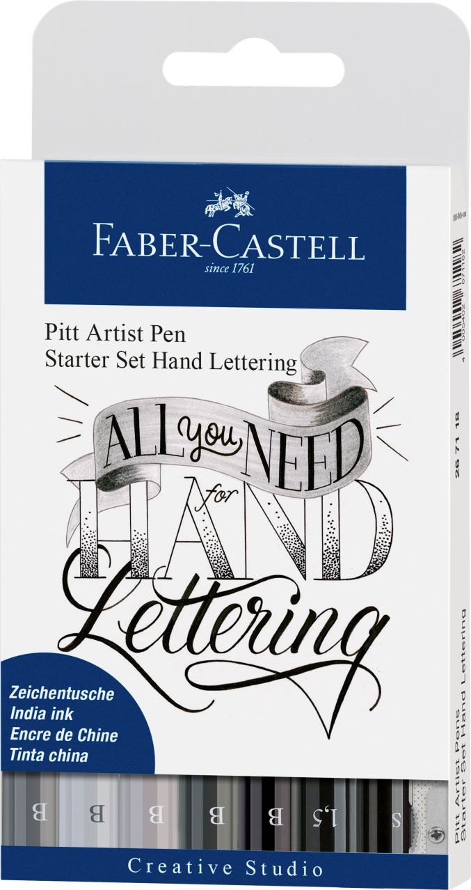 Faber-Castell - Estojo com 7 Canetas Artísticas Pitt Hand Lettering Starter
