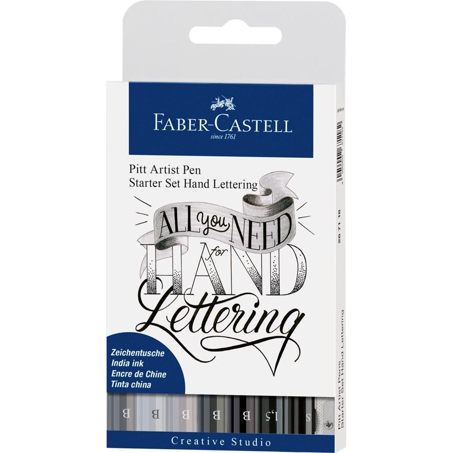 Faber-Castell - Estojo com 7 Canetas Artísticas Pitt Hand Lettering Starter