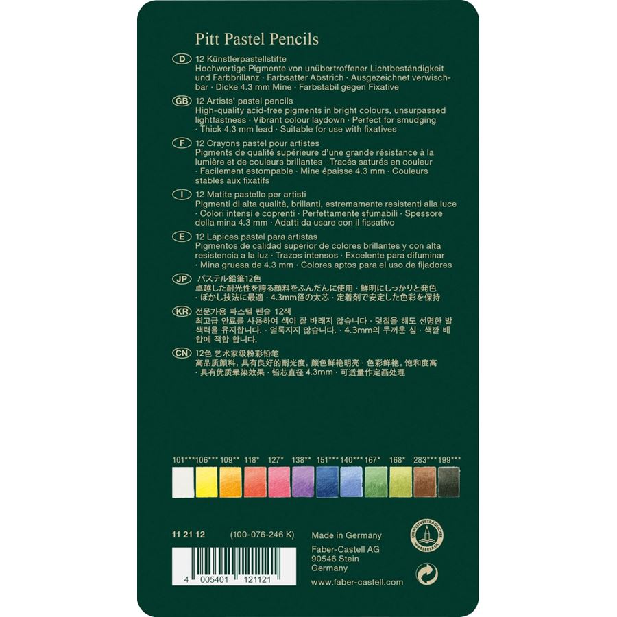 Faber-Castell - Estojo com 12 Cores de Lápis Pastel Pitt