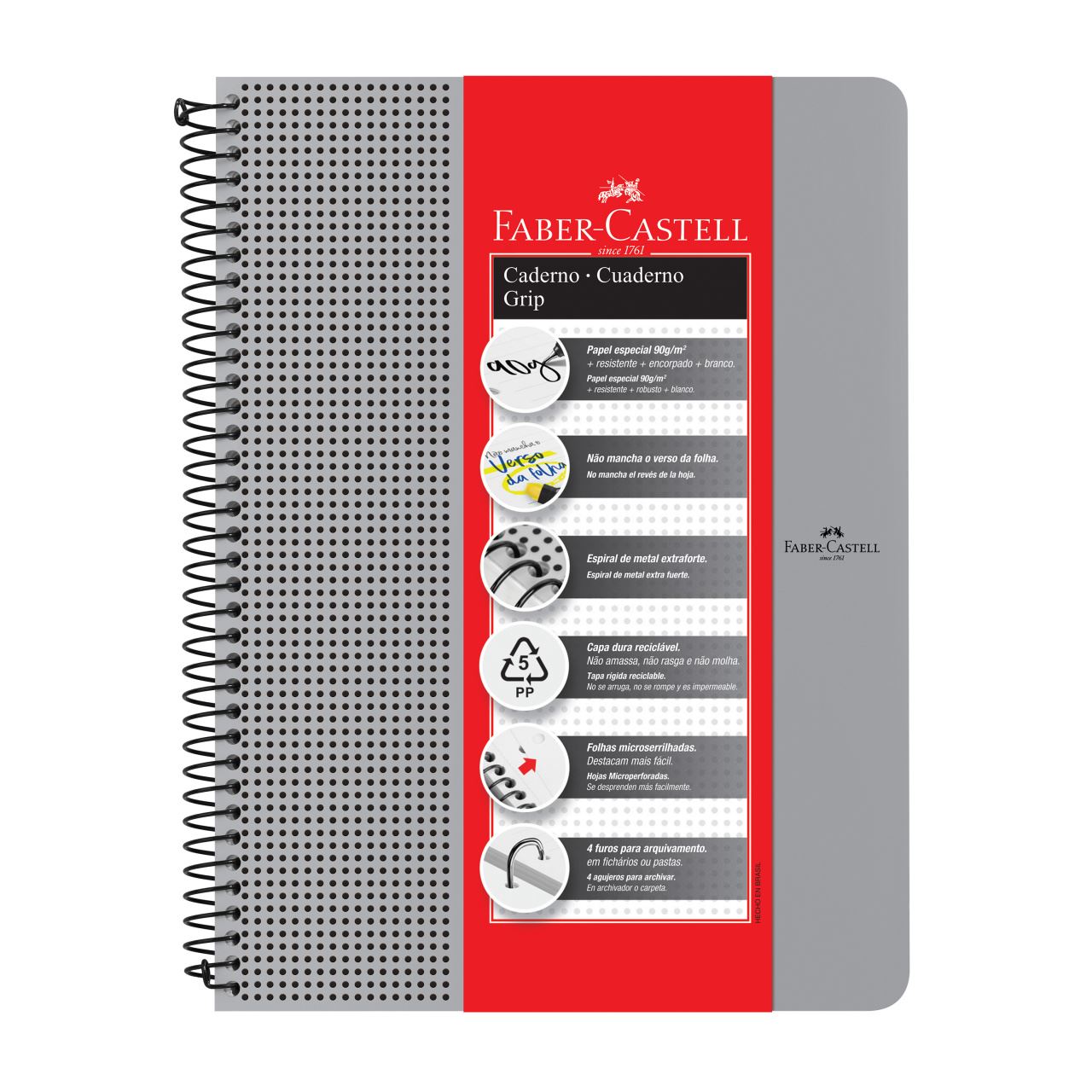 Faber-Castell - Caderno Grip Pautado Prata