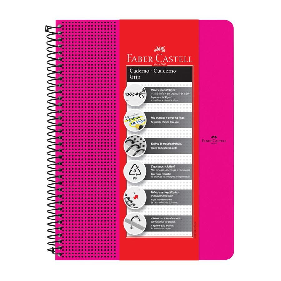 Faber-Castell - Caderno Grip Pautado Rosa