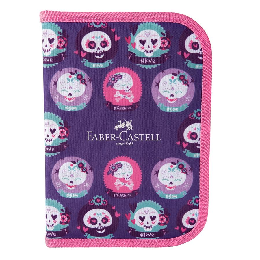 Faber-Castell - Estojo de Nylon Caveirinhas Rosa