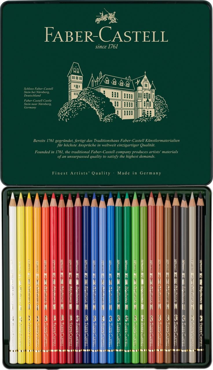 Faber-Castell - Estojo Metálico com 24 Lápis de Cor Permanentes Polychromos