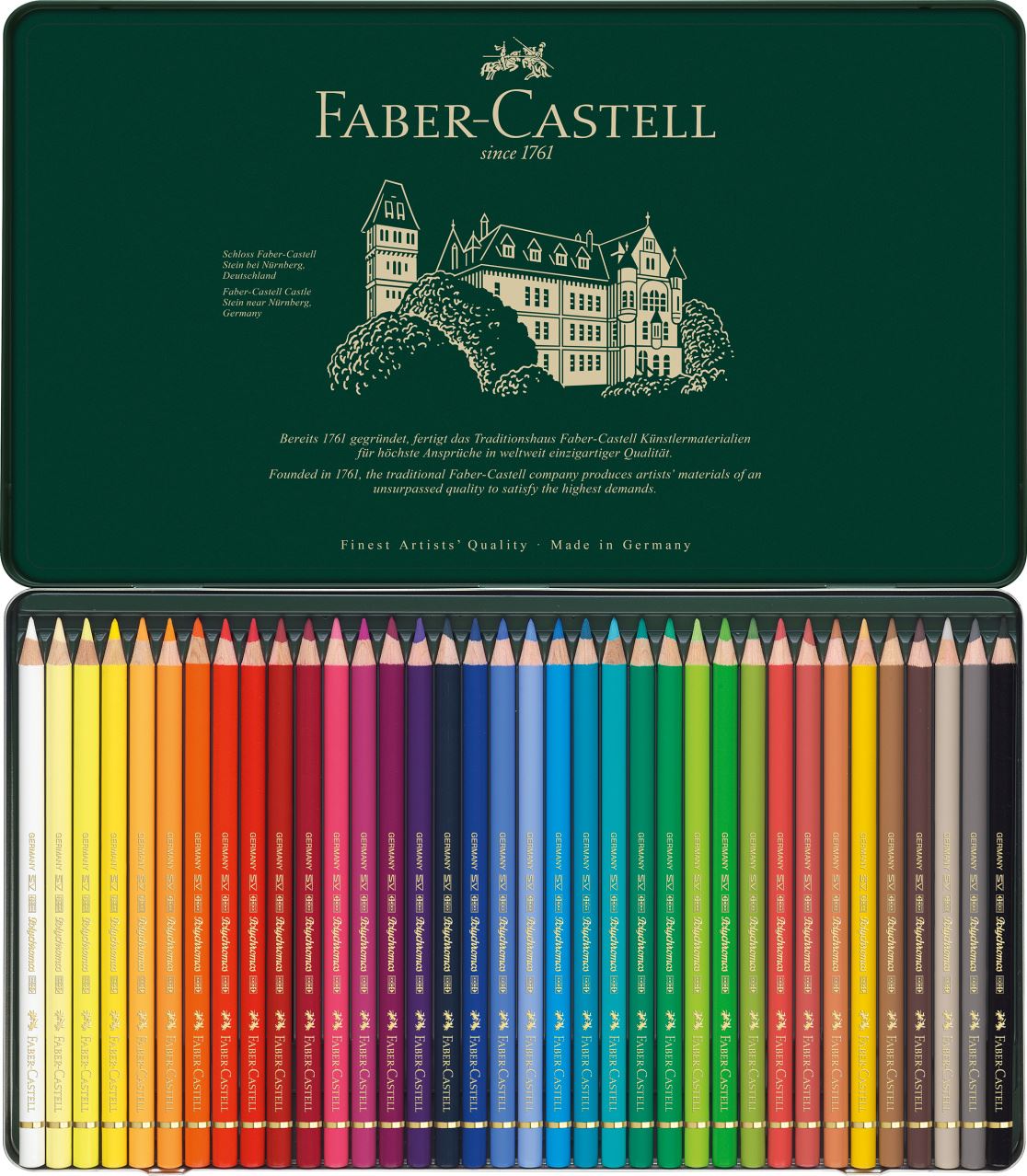 Faber-Castell - Estojo Metálico com 36 Lápis de Cor Permanentes Polychromos
