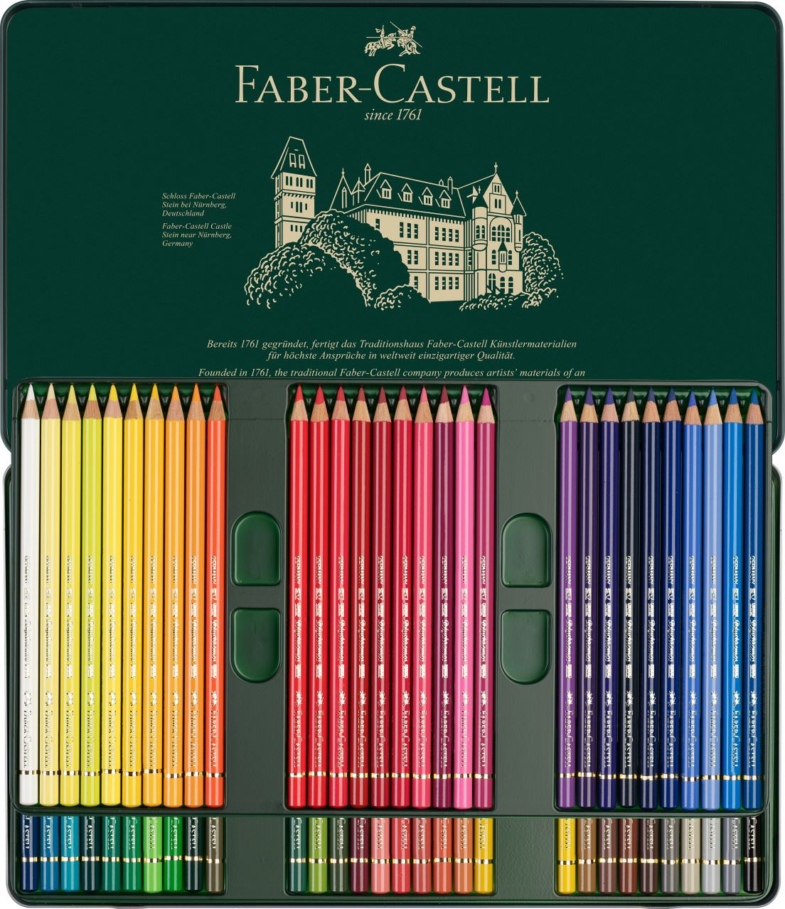 Faber-Castell - Estojo Metálico com 60 Lápis de Cor Permanentes Polychromos