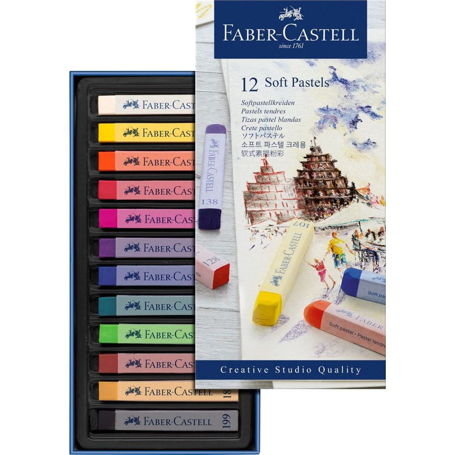 Faber-Castell - Estojo com 12 Cores de Pastel Seco - Bastões Longos