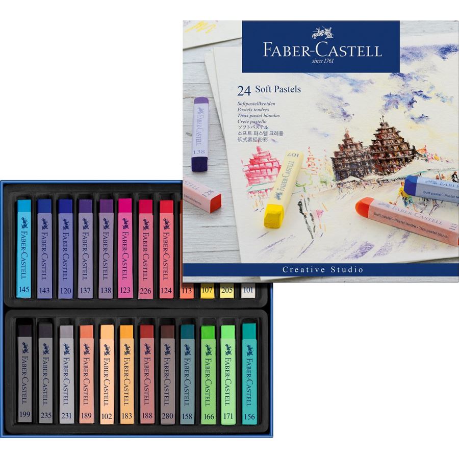 Faber-Castell - Estojo com 24 Cores de Pastel Seco - Bastões Longos