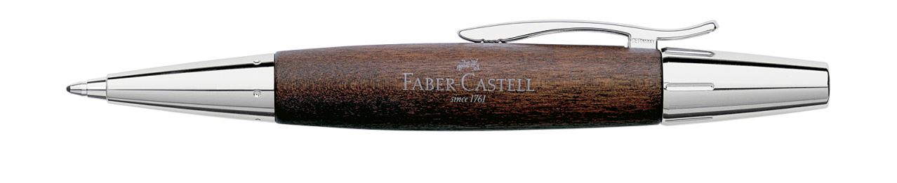 Faber-Castell - Caneta Esferográfica e-motion Chrome&Wood Marrom Escuro