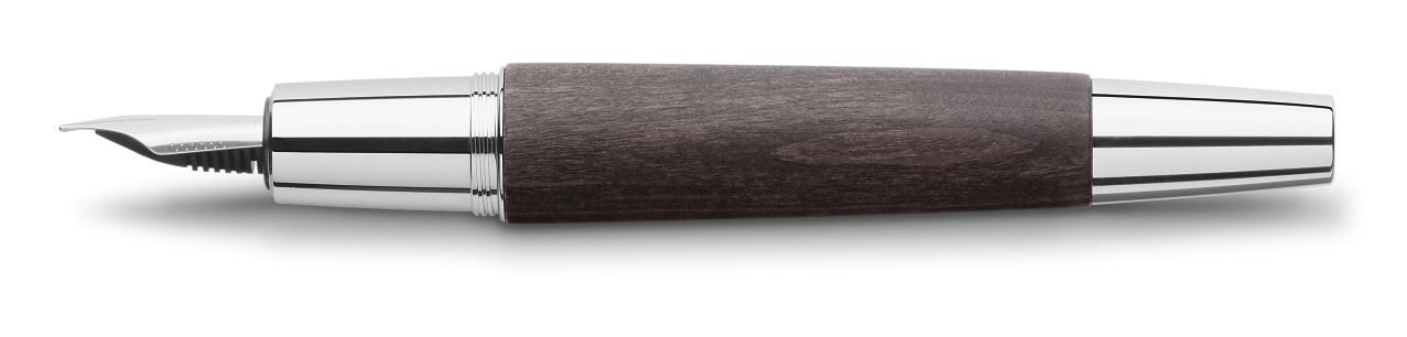 Faber-Castell - Caneta Tinteiro M e-motion Chrome&Wood Preta