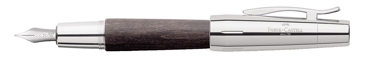 Faber-Castell - Caneta Tinteiro M e-motion Chrome&Wood Preta